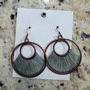 Anthropologie Elegant Copper and Turquoise Earrings